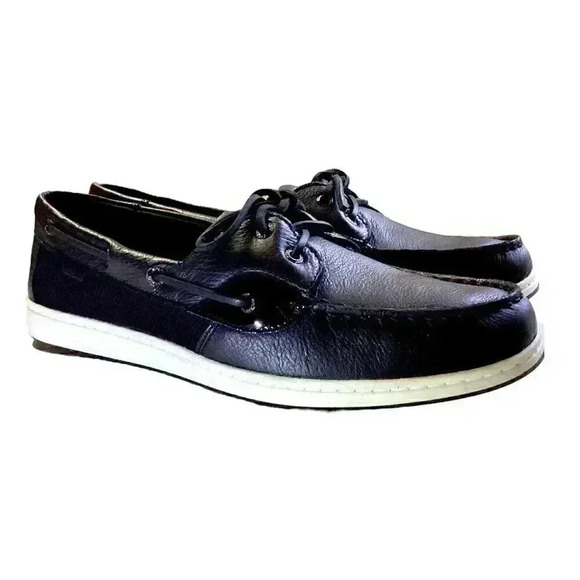 Sperry Coastfish 2Eye Leather Women 11M Lace Up Boat Shoes Black NEW - Picture 2 of 8